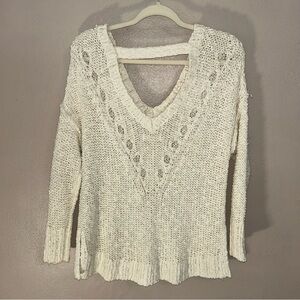 Hollister y2k Cream V-Neck low back Knit Sweater boho